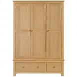 Moreton Oak Triple Wardrobe with 2 Drawers